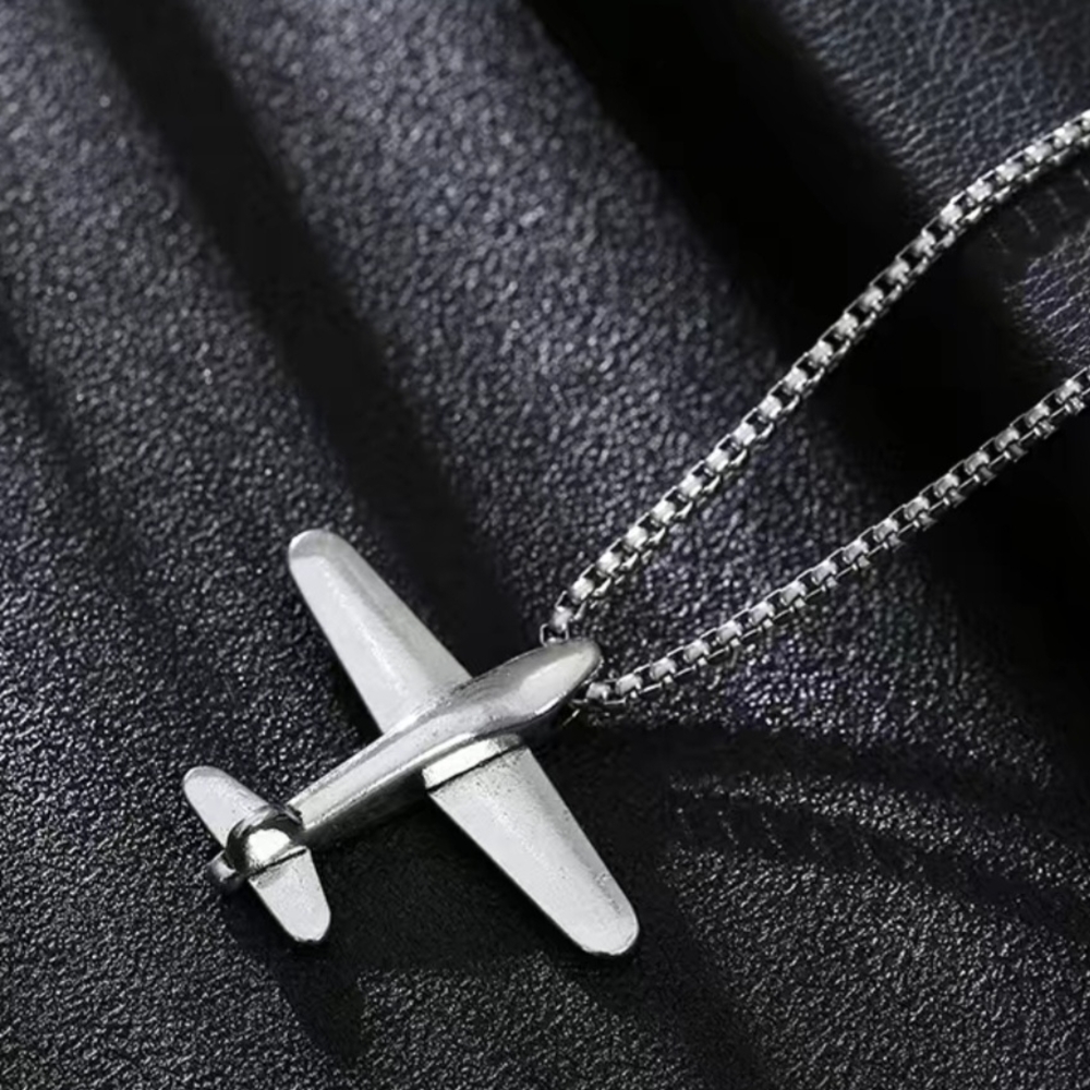 Aviation-Inspired Silver Airplane Necklace
